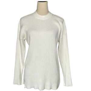 Abercrombie & Fitch White Ribbed Mock Neck Knit Sweater (Size: XS)